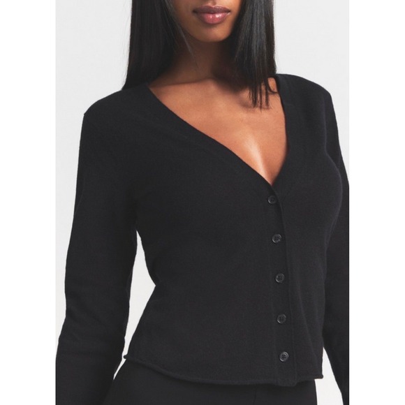 SKIMS Sweaters - Skims Featherweight Cashmere‎ Cardigan V Neck Onyx Black Size Large NWT